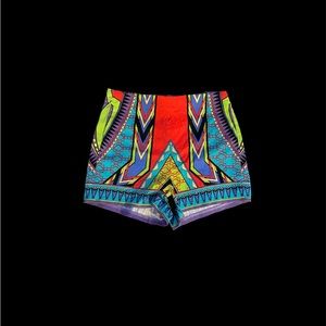Billy by Flying Tomato Abstract Pattern Vibrant Colourful High Waist Shorts M